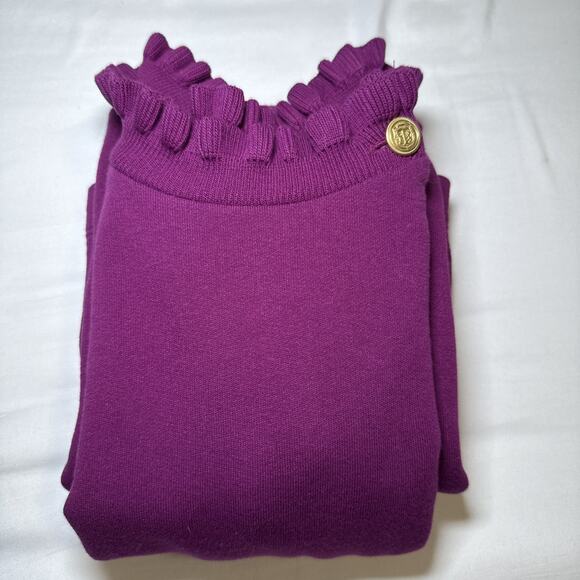 Talbots Dress Womens Small Purple Long Sleeve Midi Ruffle Trim 100% Cotton NWOT - Picture 15 of 15